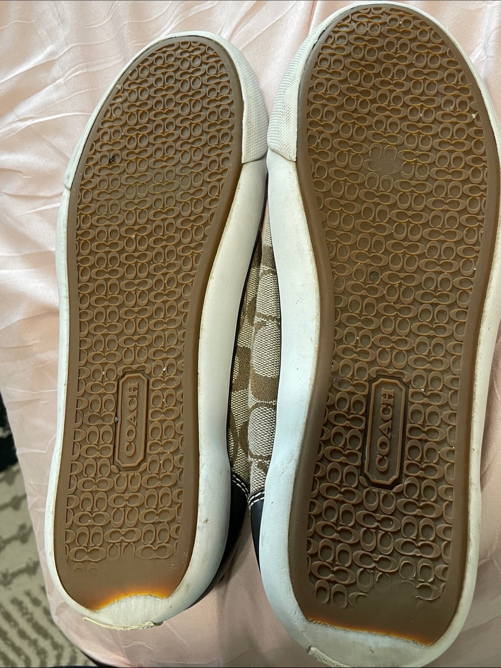 Coach Barrett Khaki Monogram Canvas Sneakers Leather Black Trim Size 10.5 - Picture 7 of 7